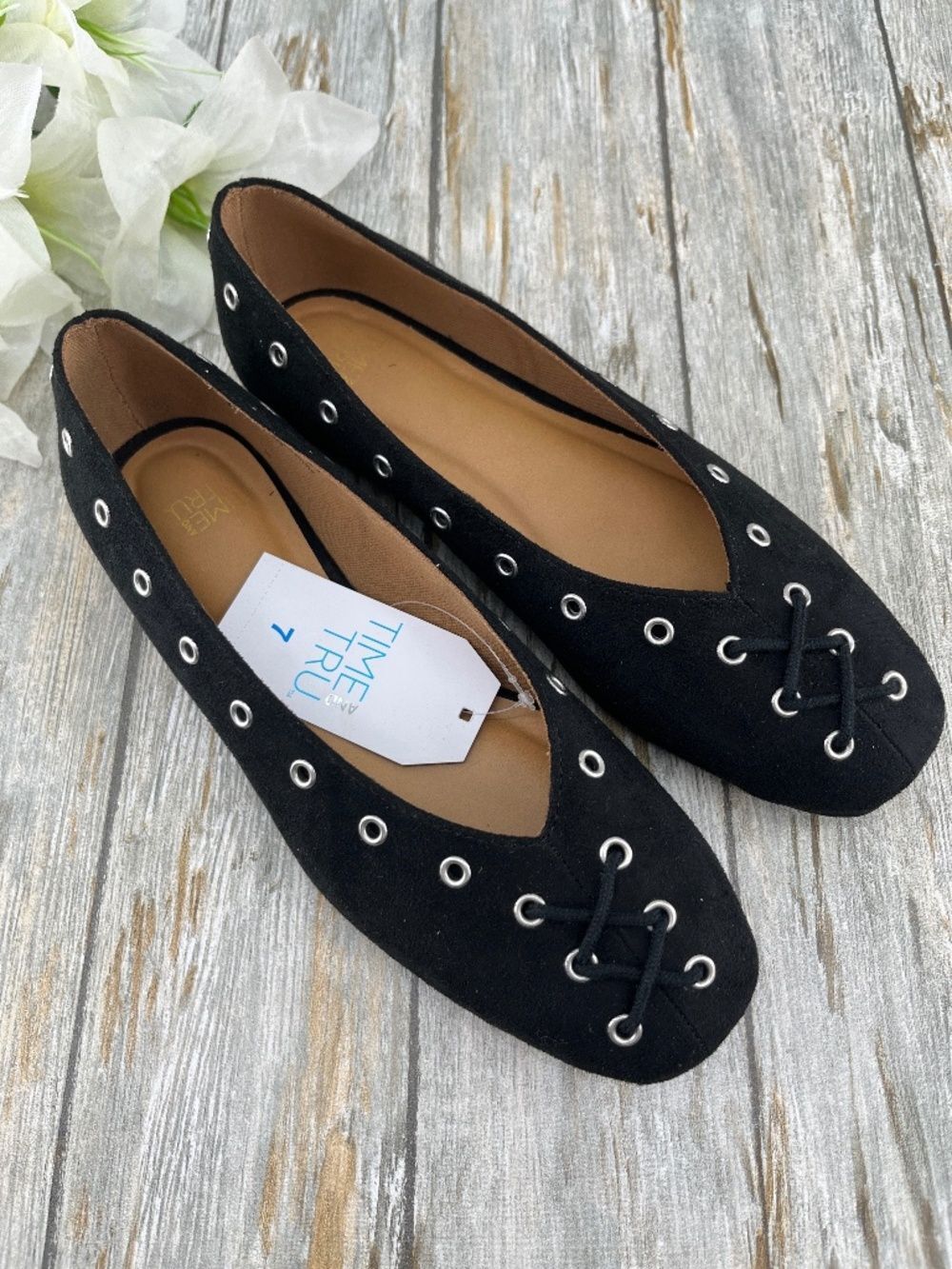 Women’s Faux Suede Corset Ballet Flats Shoes Size 7